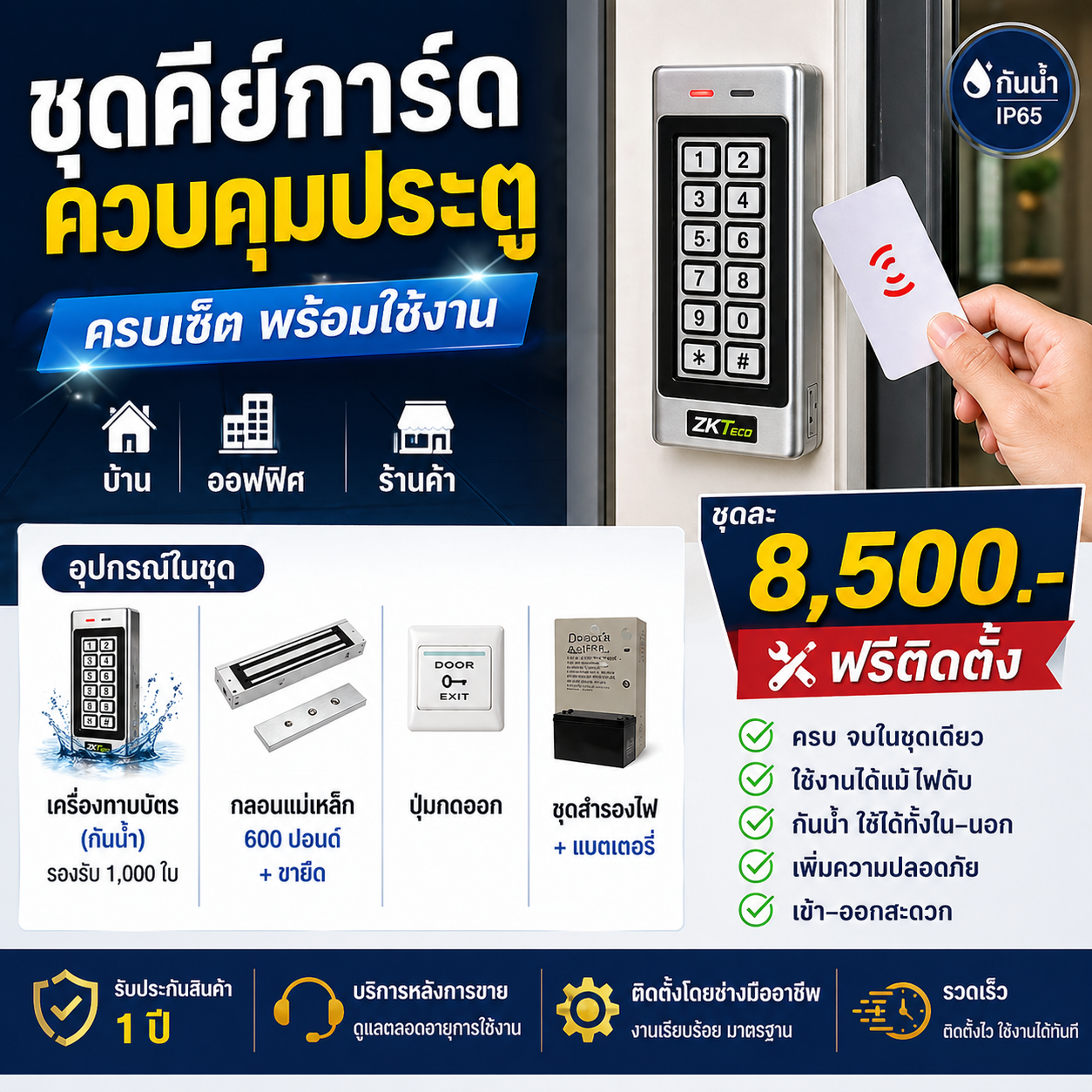 คีย์การ์ดขอนแก่น แม่เหล็กควบคุมประตูขอนแก่น Keycard หอพัก